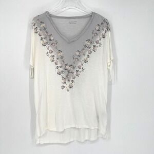 Allsaints Top Womens M Floral V Neck Tee T Shirt Feminine Boho Peasant Relaxed